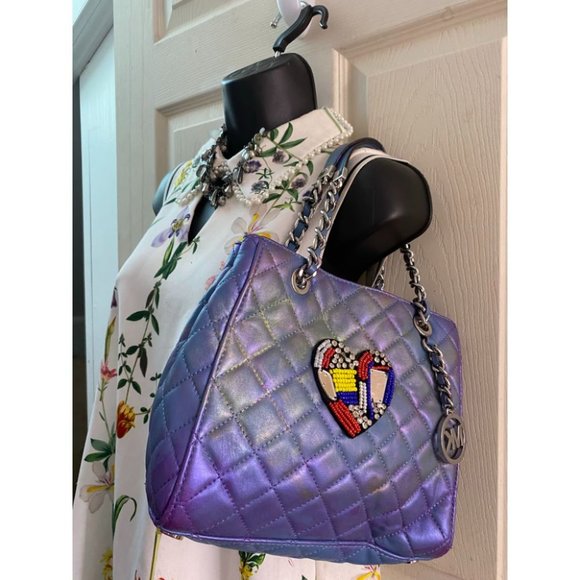 Michael Kors Blue Purple Customized Tote Bag - Picture 11 of 15